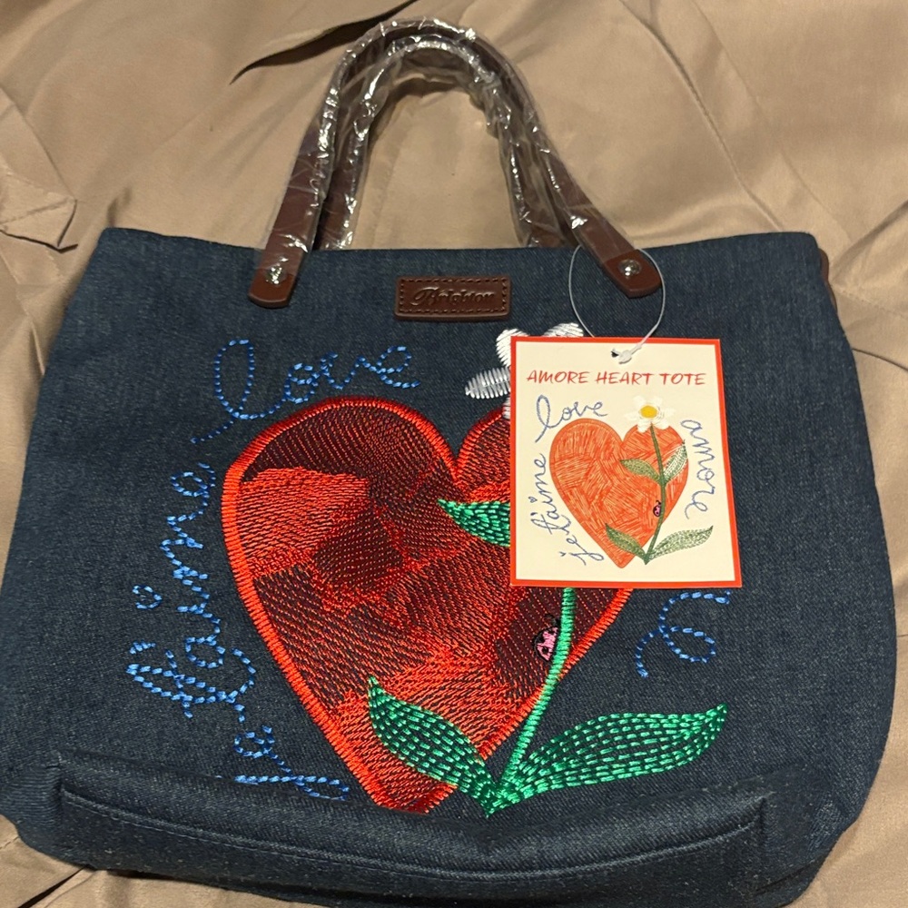 Brighton Heart Tote Bag - Blue and Red Amore Jean small tote. NWT